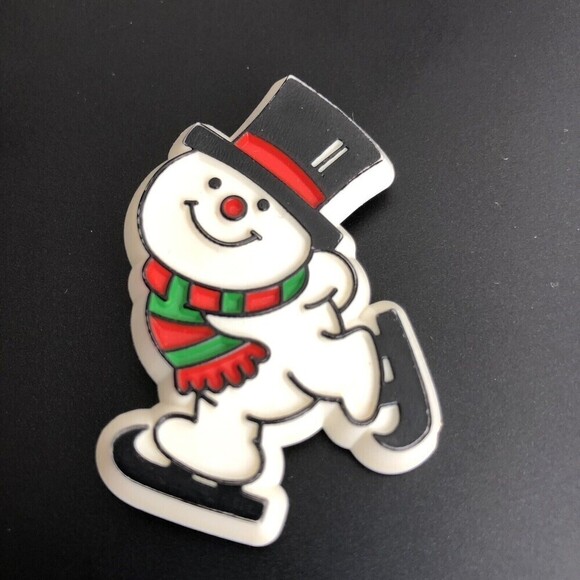 Hallmark Jewelry - Hallmark Ice Skating Snowman Enamel‎ Brooch Pin Christmas